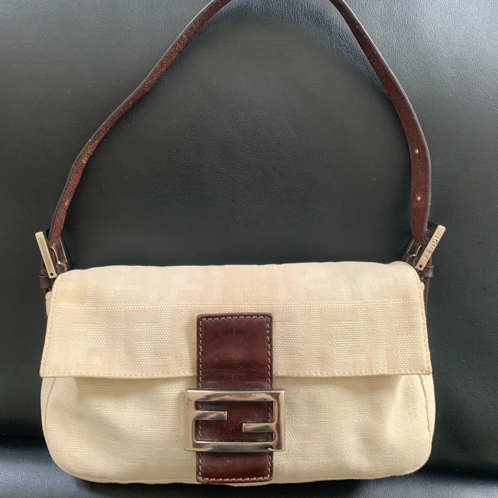 Fendi Cream and Brown Shoulder Bag